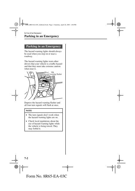 2004 Mazda RX-8 Owners Manual - MyMazda