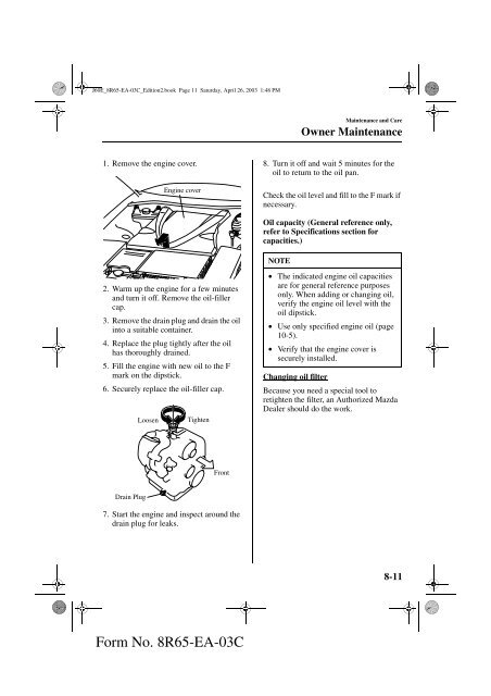 2004 Mazda RX-8 Owners Manual - MyMazda
