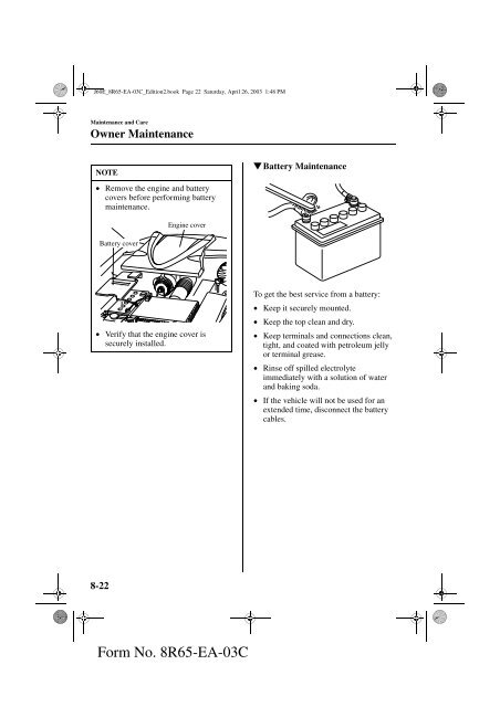 2004 Mazda RX-8 Owners Manual - MyMazda