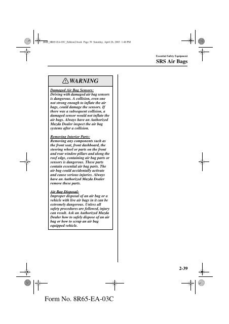 2004 Mazda RX-8 Owners Manual - MyMazda