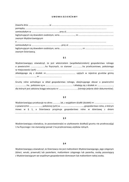 umowa dzierÅ¼awy - KRUS