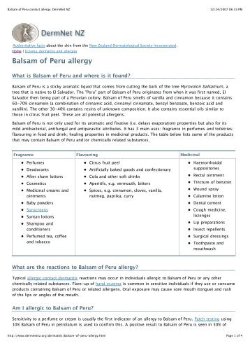 Balsam of Peru contact allergy. DermNet NZ - Dr-baumann ...