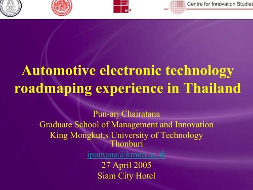 Automotive electronic technology roadmaping experience ... - Nectec