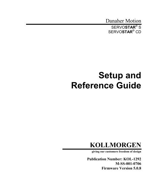 Setup and Reference Guide - Kollmorgen