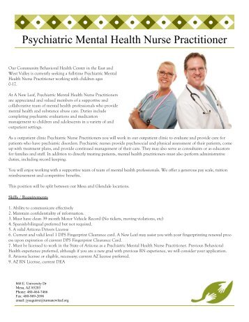 Psychiatric Mental Health Nurse Practitioner - A New Leaf