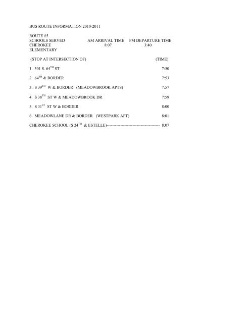 Bus Routes - Muskogee Public Schools