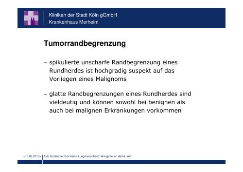 Der kleine Lungenrundherd: Wie gehe ich damit um?