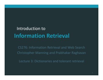 Dictionaries and Tolerant Retrieval