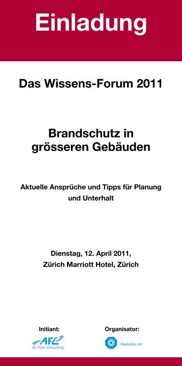 Einladung Das Wissens-Forum 2011 Brandschutz in grÃ¶sseren ...