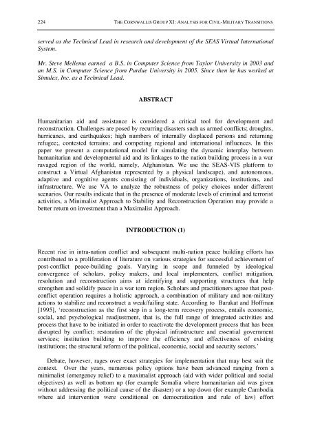 Modeling Stability and Reconstruction Operation ... - Cornwallis Group