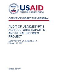 Audit of USAID/Egypt's Agricultural Exports and Rural Incomes Project