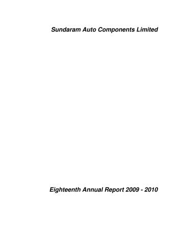 Sundaram Auto Components Limited - TVS Motor Company
