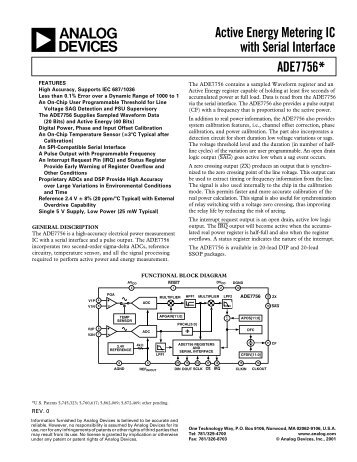 ADE7756* Active Energy Metering IC with Serial ... - Premier Electric