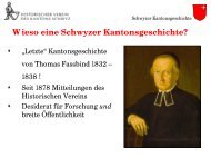 Eine Schwyzer Kantonsgeschichte - beim Historischen Verein des ...