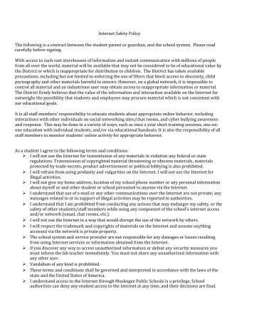 Internet Safety Policy The following is a contract between the student ...