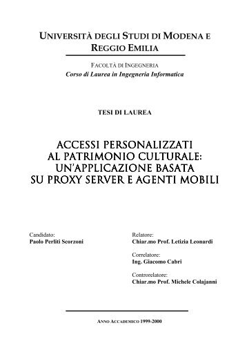 Tesi Completa (PDF) - Agentgroup - UniversitÃ  degli studi di ...