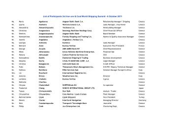 List of Participants 3rd Iron ore & Coal World Shipping Summit - 6 ...