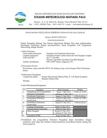 STASIUN METEOROLOGI MUTIARA PALU - BMKG