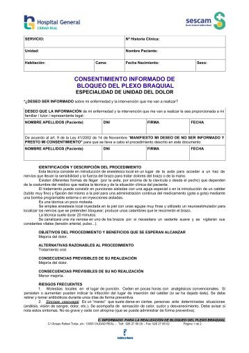 consentimiento informado de bloqueo del plexo braquial - hgucr