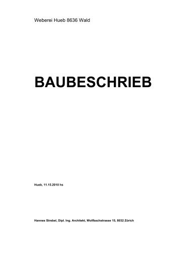 BAUBESCHRIEB - Weberei Hueb