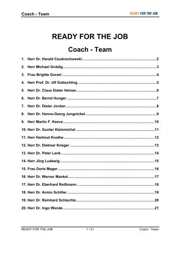 READY FOR THE JOB Coach - Team