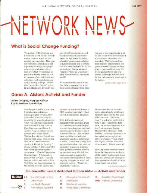 What is Social Change Funding? Dana A. Alston: Activist and Funder