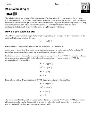 21.3 Calculating pH - CPO Science