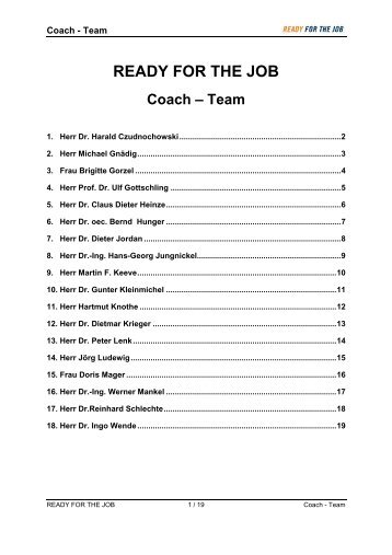 Coach - Team - READY FOR THE JOB
