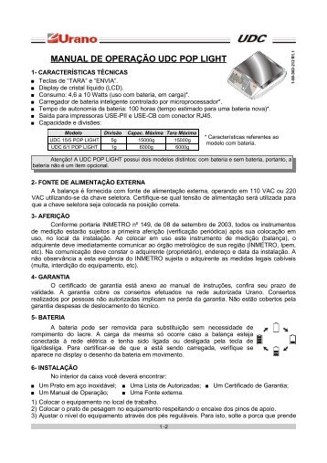 MANUAL DE OPERAÃÃO UDC POP LIGHT - Urano