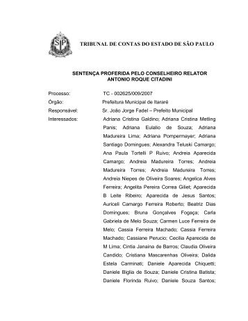 TRIBUNAL DE CONTAS DO ESTADO DE SÃO PAULO