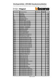 Bruttopreisliste : BTICINO Hauskommunikation - Legrand