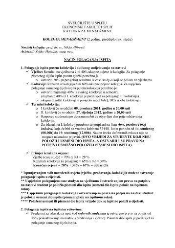 2.godina, preddiplomski studij - Ekonomski Fakultet