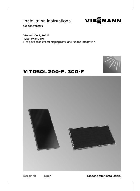 Vitosol 200-F installation instructions - Viessmann