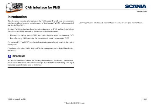 CAN interface for FMS Introduction - Scania