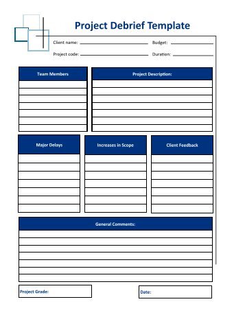 Project Debrief Template - PM Hut