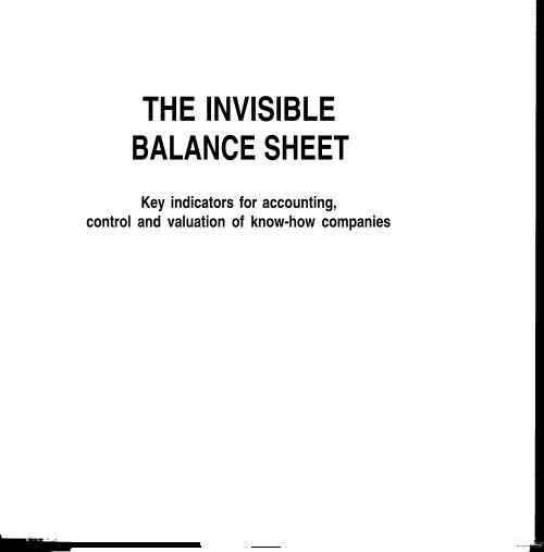 Invisible Balance Sheet - Sveiby Knowledge Management