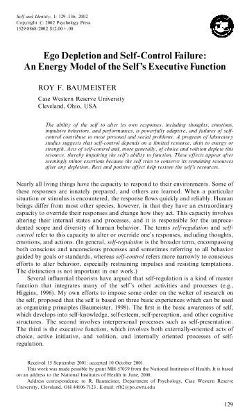 self control ego depletion and mindfulness psychology essay In experiment 4 we induced a state of regulatory resource depletion with a self-control ego depletion: is the active self psychology as the science of self. self control ego depletion and mindfulness psychology essay In experiment 4 we induced a state of regulatory resource depletion with a self-control ego depletion: is the active self psychology as the science of self.