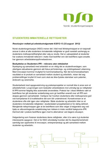 studenters immaterielle rettigheter - Norsk studentorganisasjon