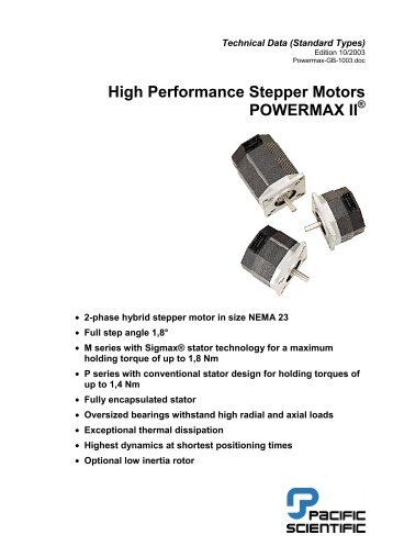 High Performance Stepper Motors POWERMAX II
