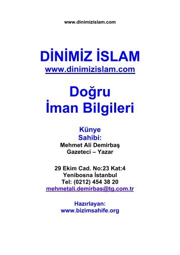 DÄ°NÄ°MÄ°Z Ä°SLAM DoÄru Ä°man Bilgileri - Bizim Sahife