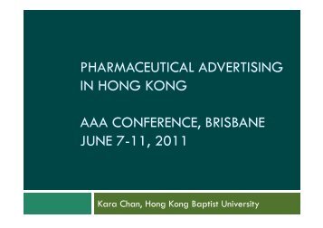 Pharmaceutical advertising in Hong Kong - Hong Kong Baptist ...