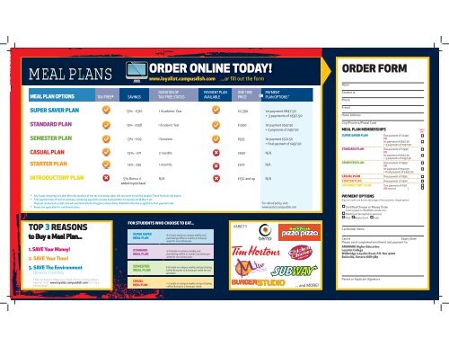 A MEAL PLAN OFFERS YOU REAL VALUE! - Loyalist College