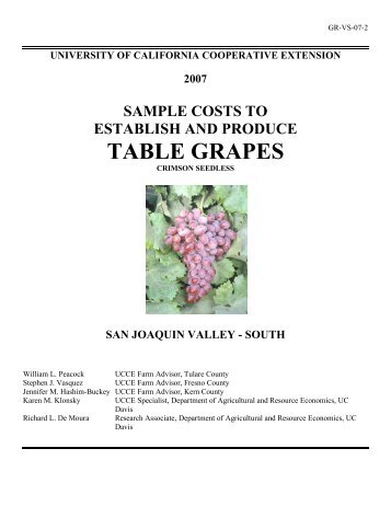 TABLE GRAPES - Cost & Return Studies