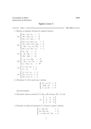 Álgebra Linear C - Departamento de Matemática da Universidade ...