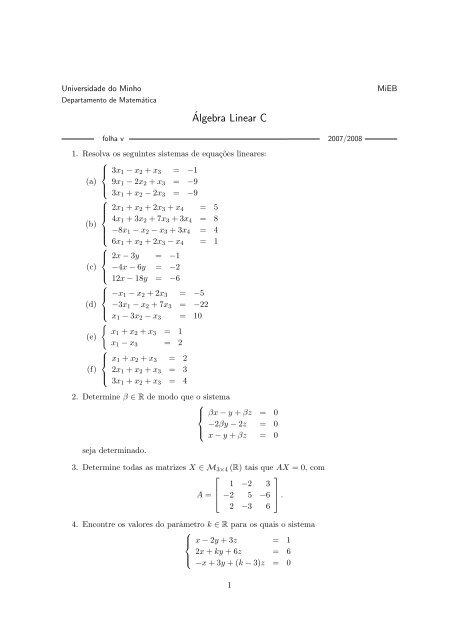 Álgebra Linear C - Departamento de Matemática da Universidade ...