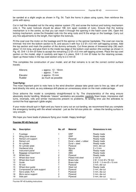 Building instructions Fournier RF-4D - Aero-naut