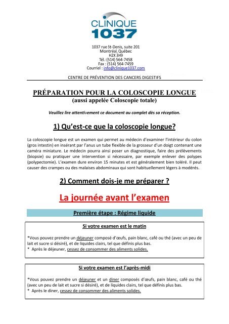 Preparation Pour La Coloscopie Longue Clinique 1037