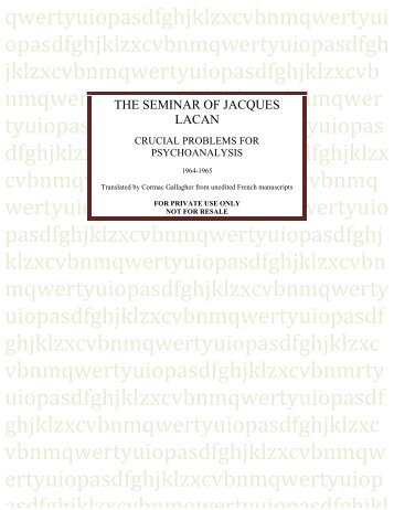 Crucial problems for psychoanalysis - Lacan in Ireland