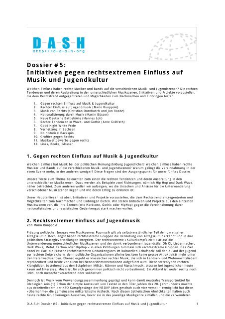 Dossier #5: Initiativen gegen rechtsextremen Einfluss auf ... - D-A-S-H