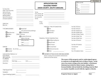 Aiken County Building Permit Application Aiken County Building Permit Application